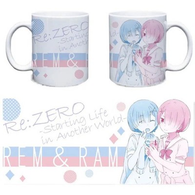 Re:Zero Rem Ram Emilia Anime Mug, Ceramic Coffee Cup, Merch Gift