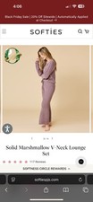 Softies Marshmallow Reverse Seam v Neck Lounge Set Women's l driftwood NEW 150