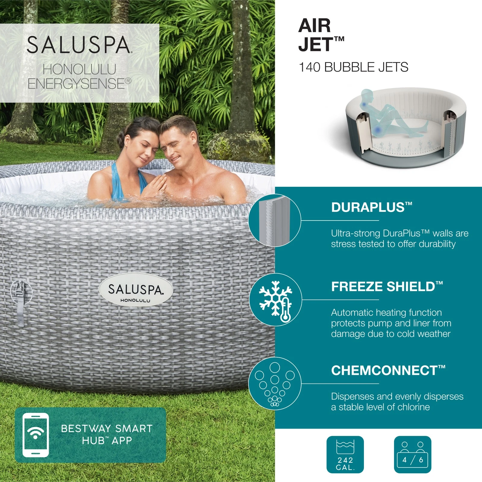 Bestway SaluSpa Honolulu Inflatable Hot Tub - Thumbnail 2