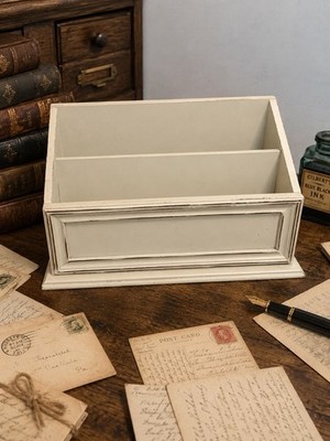 WorkSpace by DesignStyles White Wooden Desktop Mail Organizer 2 Slot Storage