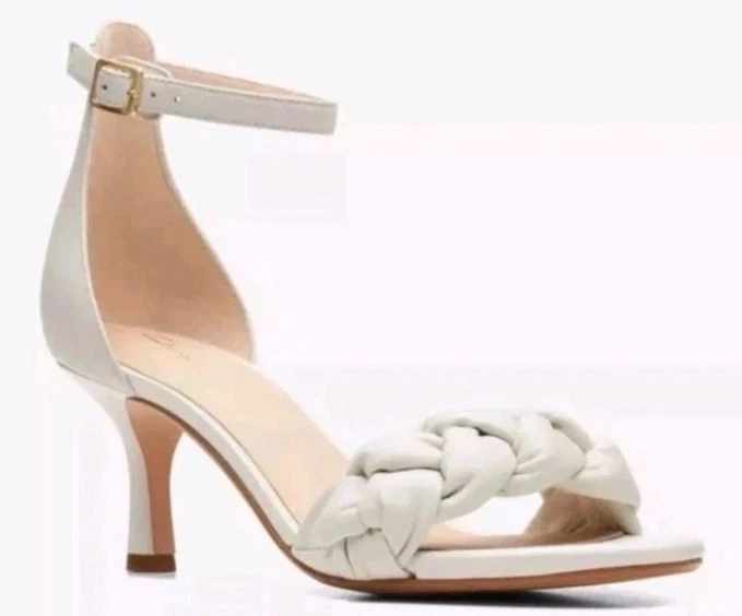 Clarks AMALI SANDALO donna sandali bianchi in pelle taglia UK 7 D EUR 41