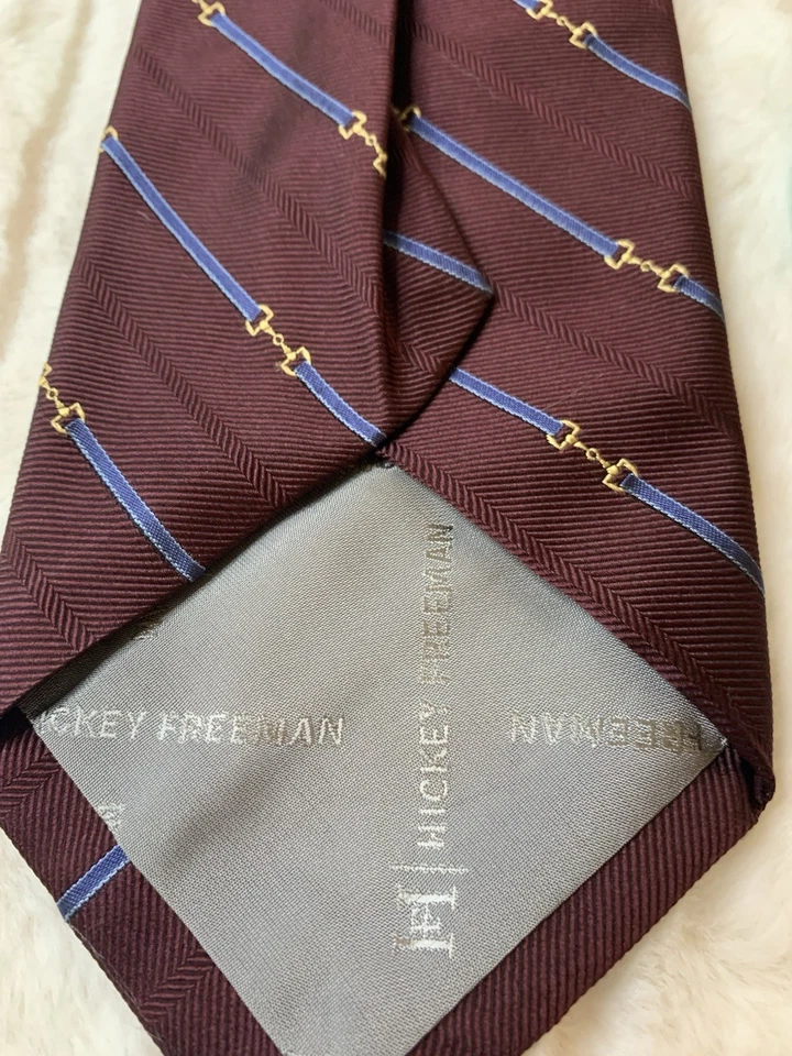 Corbata clásica a rayas de seda Hickey Freeman para hombre EE. UU. Foto 3 de 4
