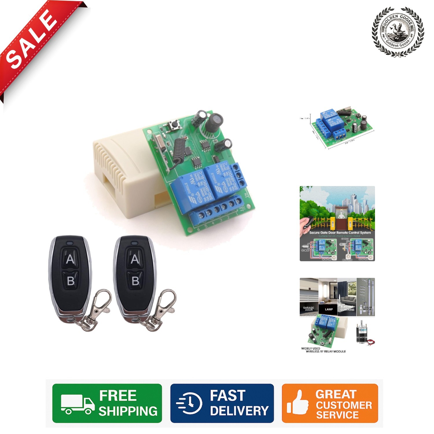 High Power Wireless Relay Receiver with 2 Transmitters - 10A