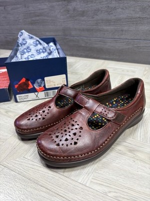 SAS Willow Roamer Walnut Brown Leather T-Strap Shoe Women 6 M USA Made