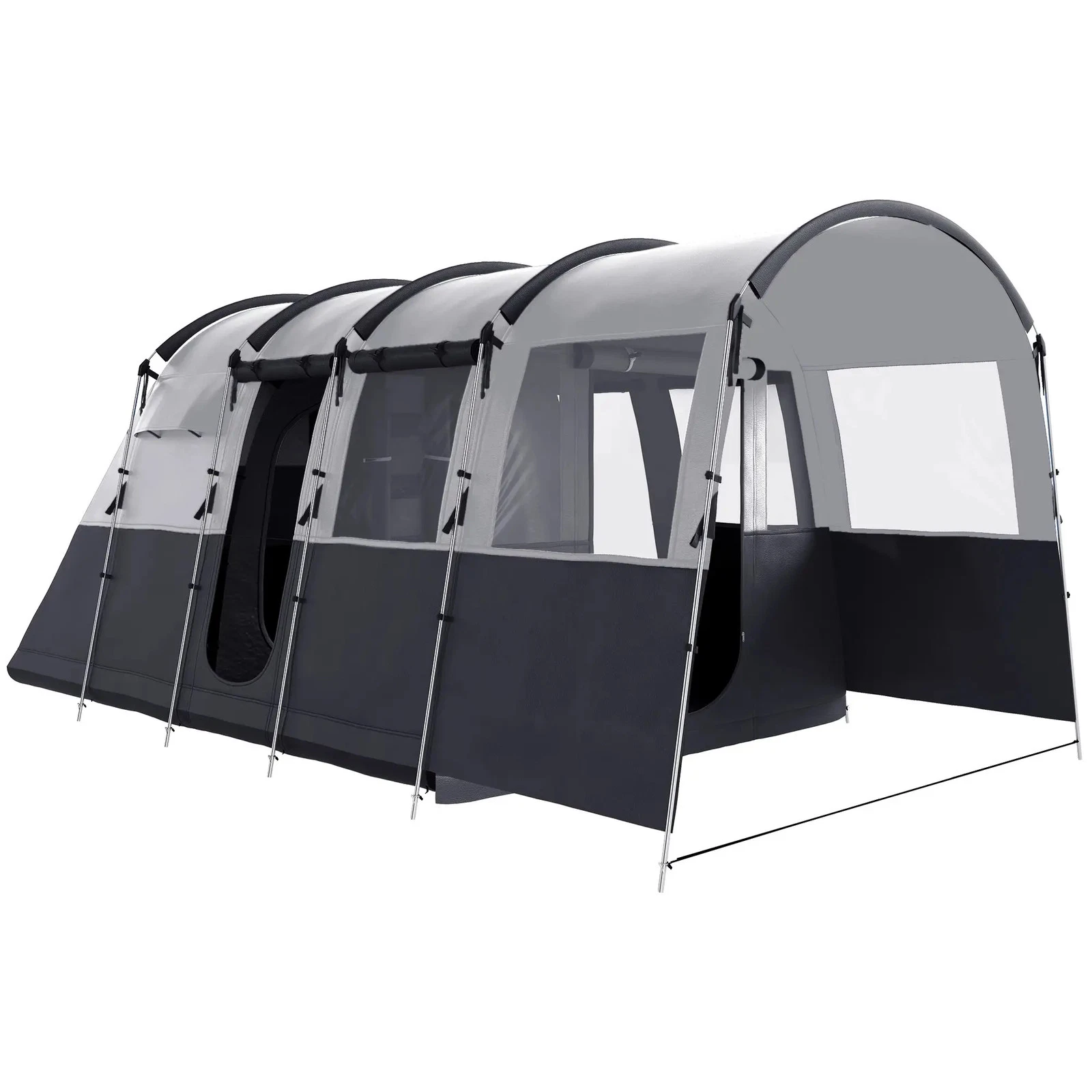 8-Person Camping Tent, Waterproof Family Tent, Tunnel Design, 4 Large