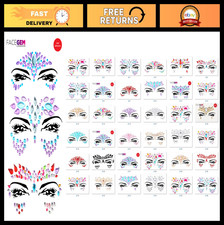 Adhesive Face Gems - 60 PCS Glitter Jewel Tattoo Stickers for Festivals Raves