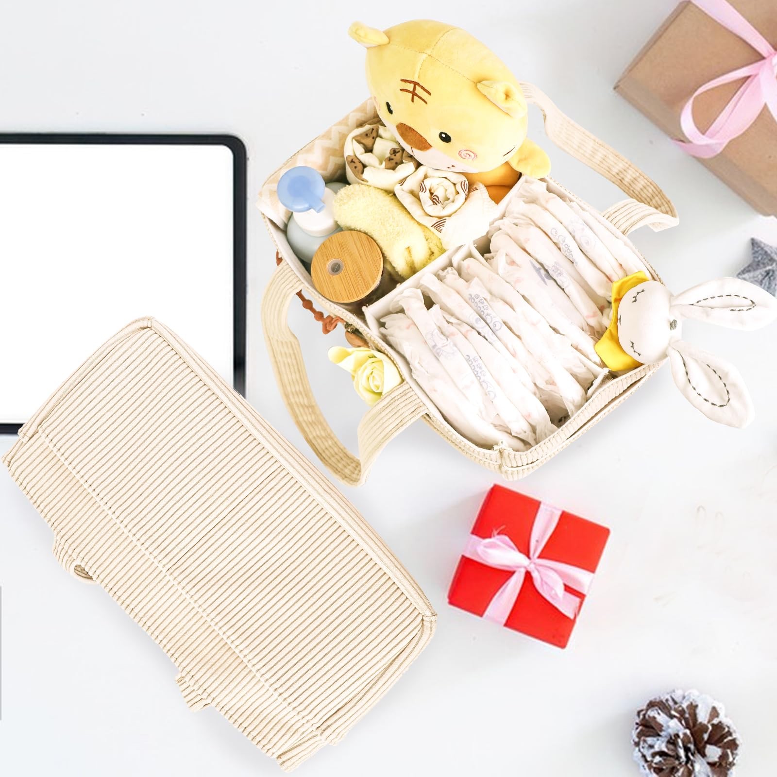 Diaper Caddy,Diaper Caddy Organizer, Stylish Storage Basket for Newborn Essen...