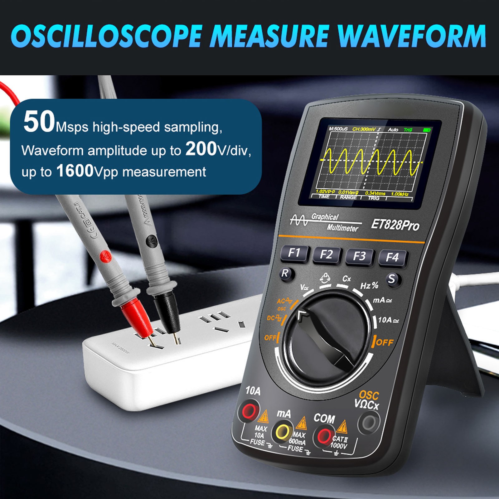 Digital Oscilloscope Multimeter 2 In 1 50Msp 10MHz Analog Bandwidth 2.4 Inch Scr