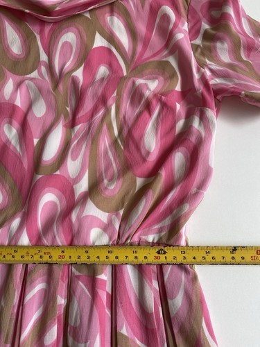 Vintage Handmade 60s 8 pink and gold dress Pucci Esque Nylon psychedelic - Picture 10 of 12