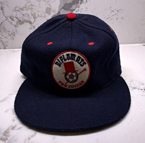 Diplomats Navy Blue Ebbets Field Flannels Wool Felt Adjustable Snapback Cap - product listing photo
