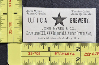 RARE Antique 1878 Ad – Utica Star Brewery John Myres & Co. N.Y. Vtg Beer