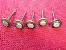 Antique Victorian Five (5) Sulfide Glass Brass Picture Hanging Nails