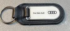 GENUINE AUDI MAIN DEALER CAR KEY FOB KEY RING LEATHER / METAL & ENAMEL FIVE OAKS