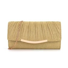 Evening Bag Clutch Purse for Women  Crossbody Party Handbag  Wedding, Gold-1