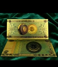 Cryptocurrency Bank Note 24K Gold Plated Bitcoin Banknote Collectable BTC Gift