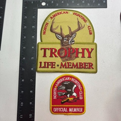 Vtg 2 Patches NORTH AMERICAN HUNTING CLUB Patch Lot (Eagle~Trophy Buck Deer)63af
