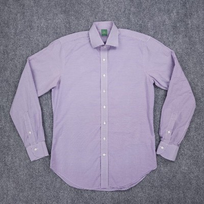 Sid Mashburn Shirt Mens Medium Purple Stripe Dress Button Up Front Cotton