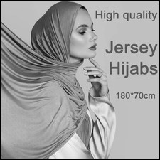 Women Plain Cotton Jersey Hijab Scarf Soft Long Muslim Shawl Turban Head Wrap