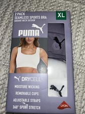 Puma Women's 2-Pack Square Neck Seamless Sports Bra, Purple/white, Size XL A2