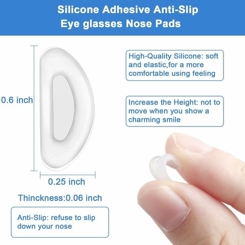 8 Pairs Glasses Non-slip Nose Pad Soft Silicone Adhesive Glasses Thin Nose Pad - Picture 2 of 16