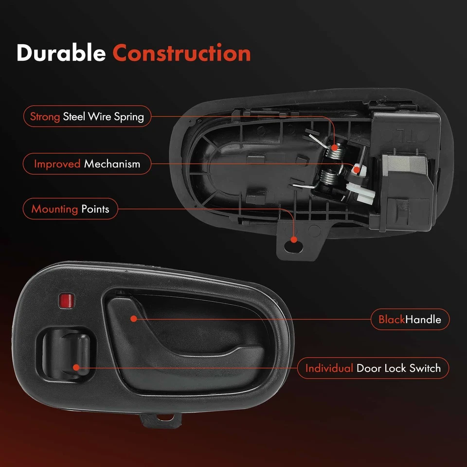 2x Manija de puerta interior delantera negra para Geo Metro Suzuki Swift 1992 1993 1994 Foto 4 de 4