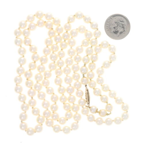 Oro Amarillo con Perlas Cultivadas Anudado Hilos Collar 83.2cm-14k - Imagen 4 de 8