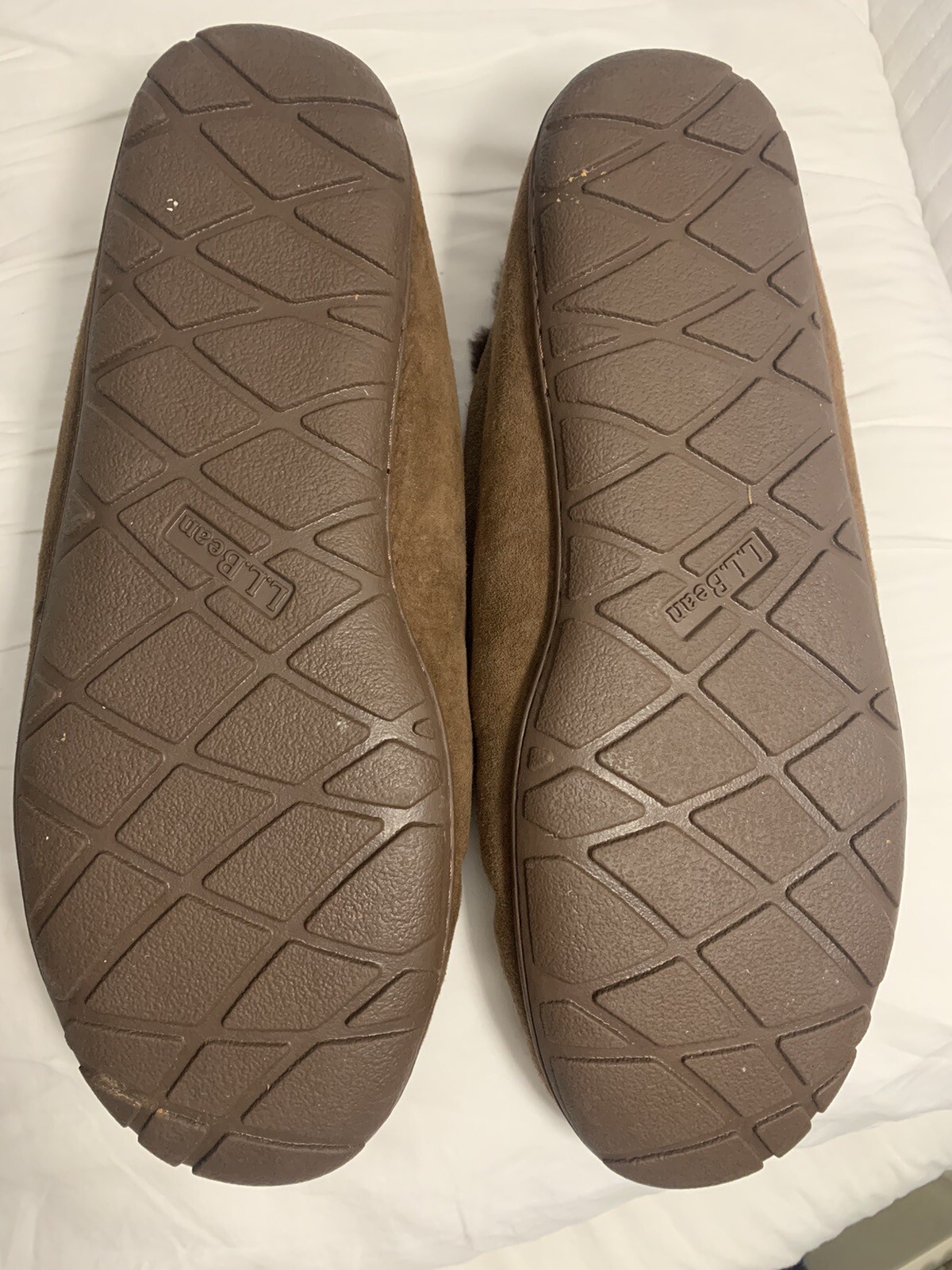 Men's LL Bean Handsewn Brown Suede Moccasin Slippers Size 12 eBay