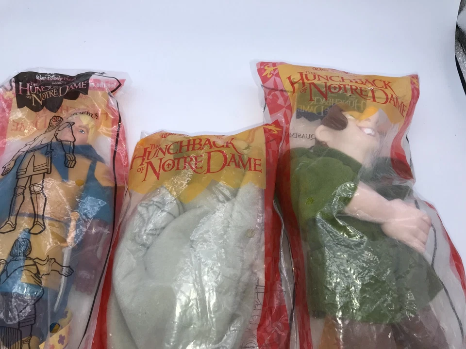 Burger King 1996 Disney Jorobado de Notre Dame Juguetes de Peluche Marionetas 10" LOTE DE 3 Foto 2 de 3