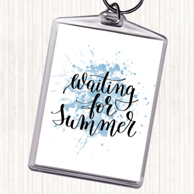 Schlüsselanhänger Schlüsselring blau weiß warten auf den Sommer inspirierend Zitat Taschenanhänger
