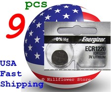 9 piece CR1220 1220 LR1220 Energizer Card 3V Lithium Coin Battery trk included