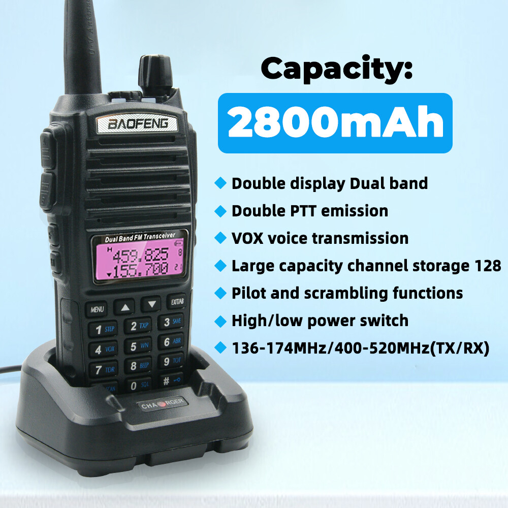 Ricetrasmittente Baofeng UV-82 Con Doppio PTT, Radio Amatoriale UV 82, Radio Bidirezionale VHF UHF A Doppia Banda, Ricetrasmettitore UV82 Per Caccia 2200