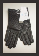 S/M Women's Black Leather Fleece Lined Driving Gloves - Time and Tru New wTags