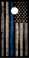Thin Blue Line Flag Wood Cornhole Wrap Bag Toss Skin Decal Sticker