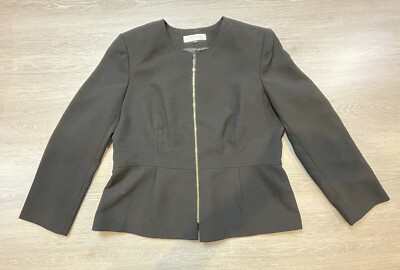 TAHARI Peplum Women's Black Blazer Tailored Suit Jacket Full Zip Plus Size  18