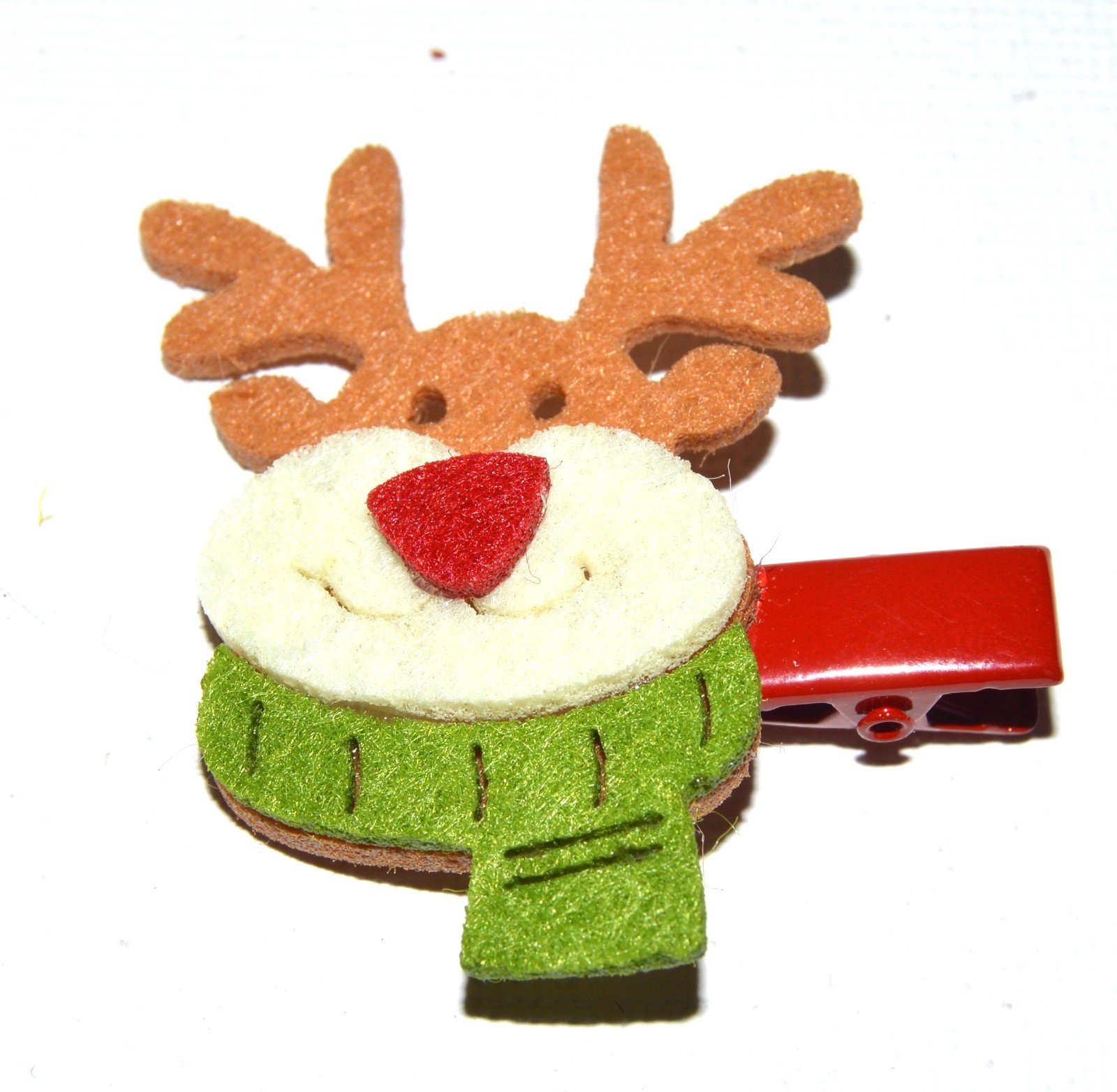 NEW Reindeer Felt Fabric Red Hair Grips Slides Fancy Dress Christmas Celebration