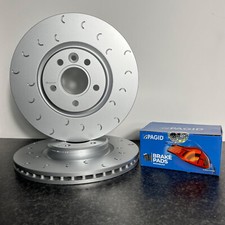 Audi S3 8V FRONT C Hook Grooved Brake Discs and Pagid OE Pads