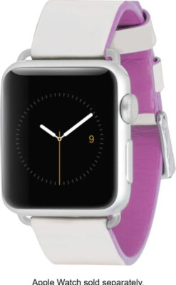 Case-Mate 38mm LEATHER Apple Watch 1/2/3 Wrist Band White Ivory Pink CM032785