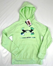 Under Armour Boys Rival Fleece Hoodie, Lime Green Camo Logo, size  Youth MEDIUM