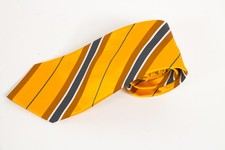 Paul Fredrick Orange Striped Mens Silk Neck Tie Made in USA