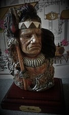 INDIANER BÜSTE STATUE FIGUR AUF SOCKEL