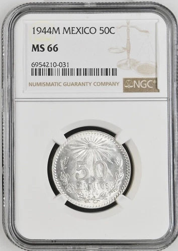 1944 M Mexico 50 Centavos Silver NGC MS 66