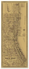 Map of Lake Michigan North Shore Chicago from Winnetka to Kenosha circa 1935