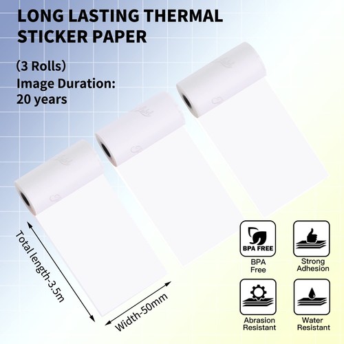M02 Papier Autocollant Papier Thermique Autocollant Pour mini Imprimante M02/... - Afbeelding 3 van 6