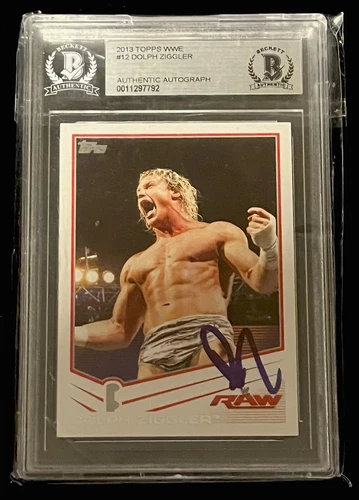 DOLPH ZIGGLER HAND SIGNED 2013 TOPPS #12 SIGNED CARD. WWE WWF. BECKETT SLABBED.