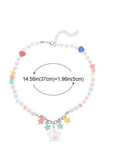 925 Placcato Argento Carino Stella Cuore Donna Cristallo Collana Regalo - Foto 2 di 3