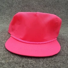 Vintage Blank Trucker Hat Cap Mens Pink Strap Back New Old Stock Rope 90s