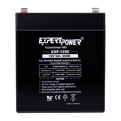 ExpertPower 12V 5AH AGM Sealed Lead Acid Battery Replacement with F1 Terminals