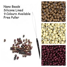 Nano Beads Micro Rings Silicone Lined 3MM Hair Extensions 125 FREE Puller Tool