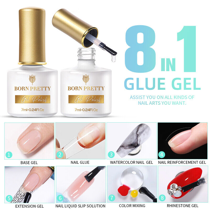BORN PRETTY 8-in-1 Function Nail Glue Gel Soak Off UV LED Nail Art Extension Gel