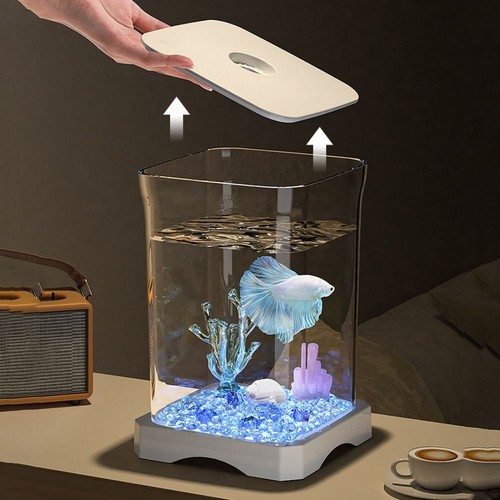 Removable Desktop Fish Bowl Acrylic Mini Goldfish Tank For Shrimp Clownfish - Picture 8 of 10